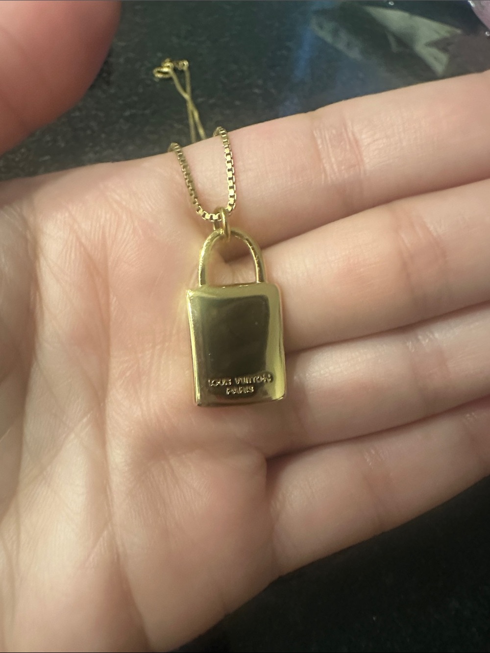 Louis Vuitton Gold Padlock Pendant Necklace - Women Jewelry